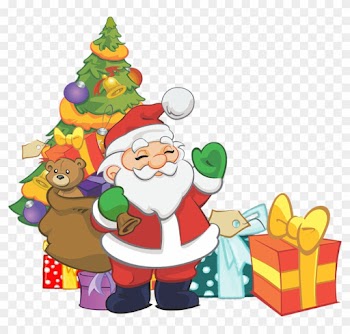 980 Free Christmas Clip Art Santa Reindeer Public Domain - Christmas Tree With Santa Png