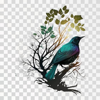 A bird on tree branch PNG transparent