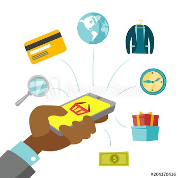 A black man doing online shopping with a smartphone