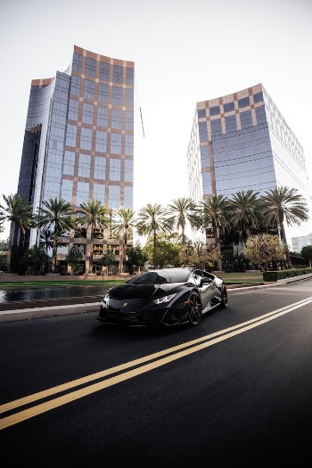 A Black Sports Car on the Street