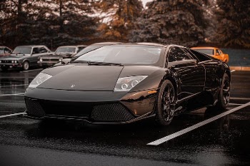 A Black Sports Car Parked on the Road