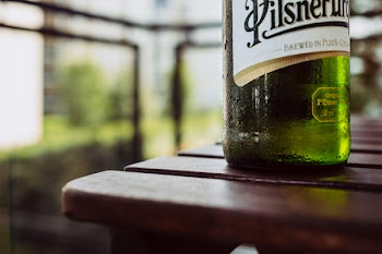 A bottle of cold beer