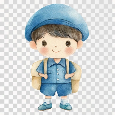 A boy in uniform school, watercolor clipart, Perfect for nur