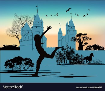 a boy running silhouette with sunrise background