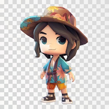 A calm 3D chibi boy, PNG transparent background
