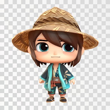 A calm 3D chibi boy, PNG transparent background