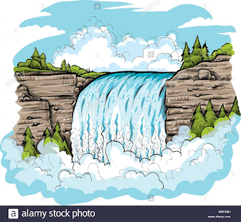 A cartoon waterfall on a bright day Stock Vector Art ...