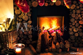 A chimney with fire inside