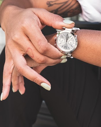 A Chronograph Watch On A Person Wrist