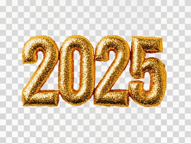 A clean white background with "2025" written in sparkling go