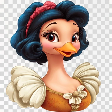 a clipart of a turkey dressed up as snow white with her shor