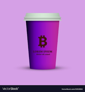 A coffee cup with a bitcoin emblem vector image