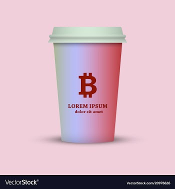 A coffee cup with a bitcoin sign vector image