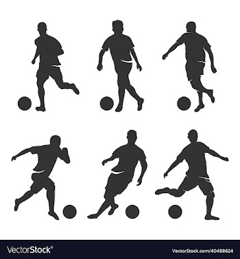 a collection of silhouettes of soccer players drib