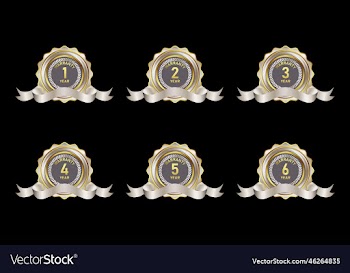 a collection of various year warranty badge