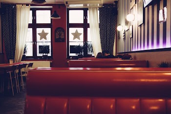 A couple in a retro café