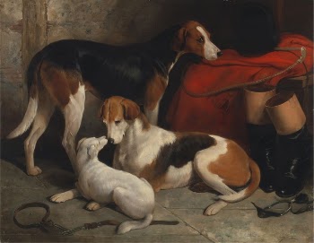 A Couple of Foxhounds with a Terrier, | Free Photo - rawpixel