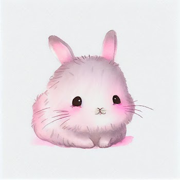 A cute and adorable baby pink bunny with a big fluffy tail