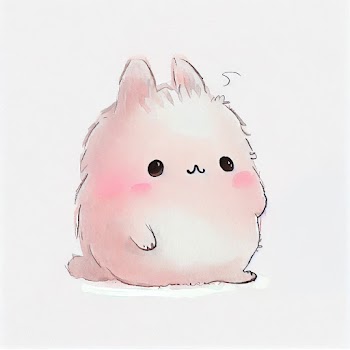 A cute and adorable baby pink bunny with a big fluffy tail