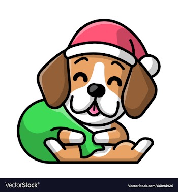 a cute beagle dog is wearing santa hat and