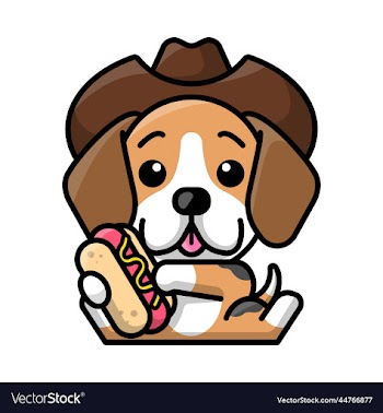 a cute beagle with a cowboy hat is holding a