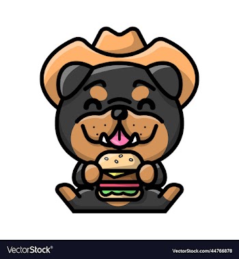 a cute bulldog is holding a burger cartoon