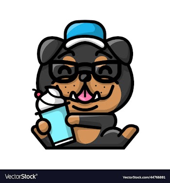 a cute bulldog is holding cup of ice cream cartoon