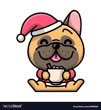 a cute french bulldog is holding a cup of hot