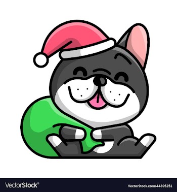 a cute french bulldog with christmas hat is