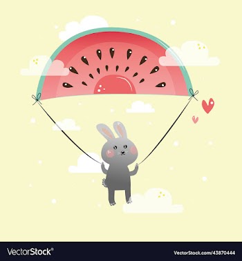 a cute little rabbit flies through the sky