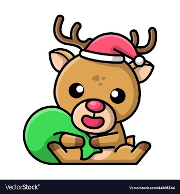 a cute reindeer with a santa hat is carrying a