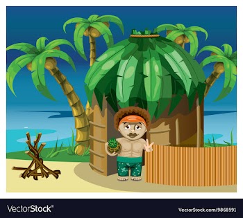 A desert island with aborigine vector image