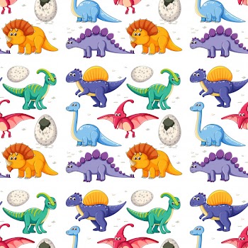 A dinosaur on seamless pattern