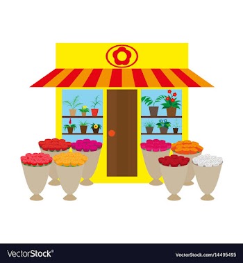 A flower shop with flowers vector image