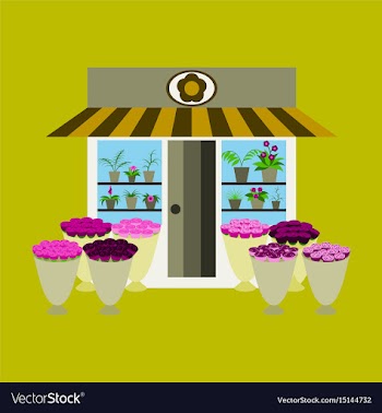 A flower shop with flowers vector image