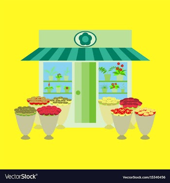 A flower shop with flowers vector image