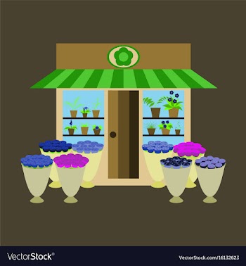 A flower shop with flowers vector image