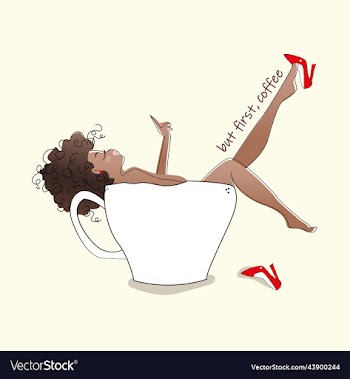 a girl lies in cup of coffee