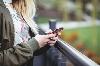A girl using a phone