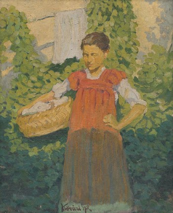 A girl with a basket | Free Photo - rawpixel
