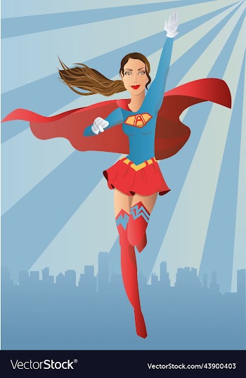 a girl with blonde hair in superhero costume