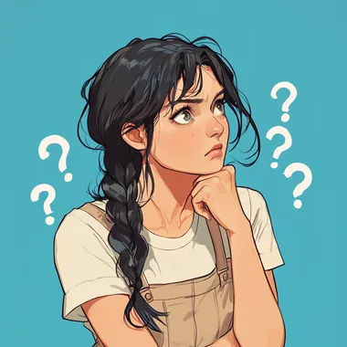 a girl with long black hair wearing overalls and a white t - shirt