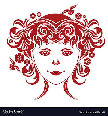 A Girls Face with a Floral Wreath vector image