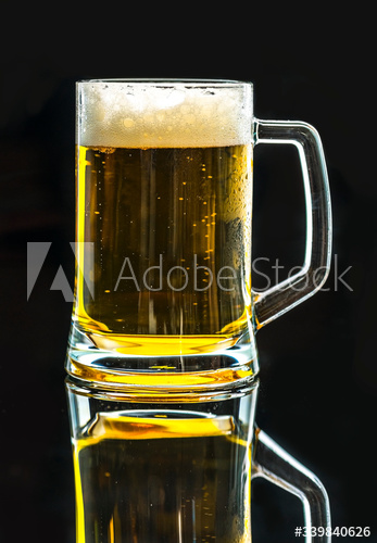 A glass of cold beer macro photography