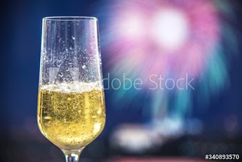A glass of sparkling wine