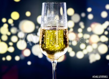 A glass of sparkling wine