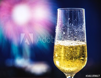 A glass of sparkling wine