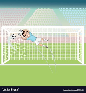 A goal keeper failed saving the soccer ball thus vector image