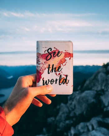 A golden hour photo session. Passport holder from https://thewanderlabs.com