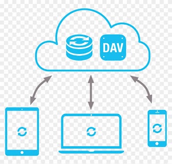 A Graphic Of A Cloud With Omni Sync Server And A Webdav - Sync Server